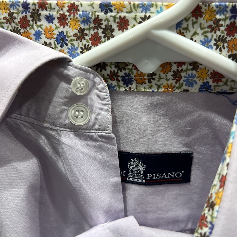 Italian Designer Men’s Dress Shirt - Size 15.5 - Unique Collar Design